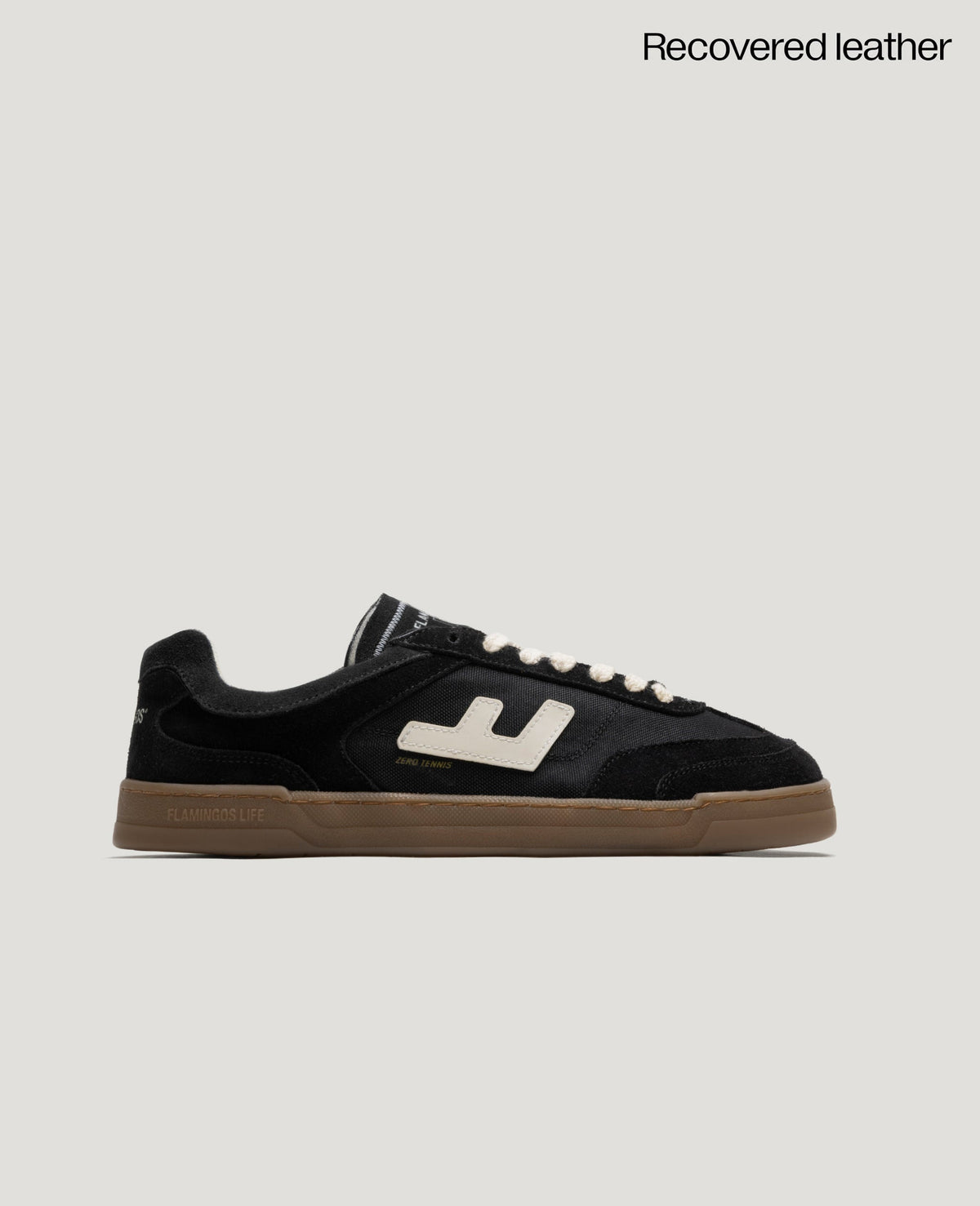 ZERO TENNIS Black Gum barefoot sneaker – side view